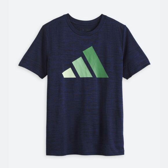 Kids Adidas Blue Green Short Sleeve Logo Tee Boys Medium - Picture 1 of 5